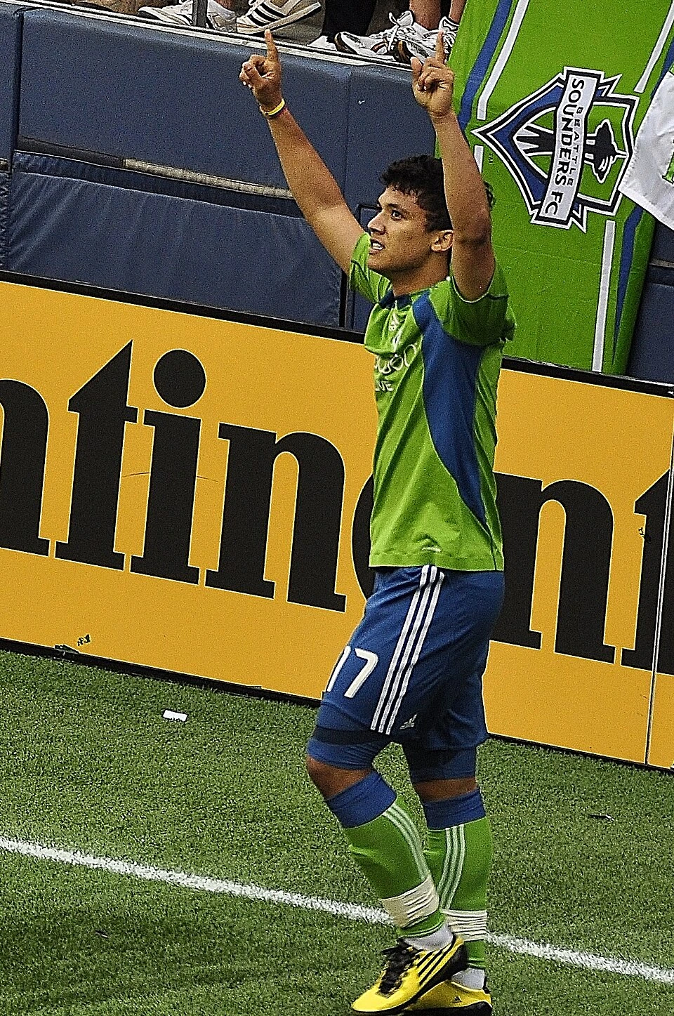 Fredy Montero celebrating in a Seattle Sounders FC match