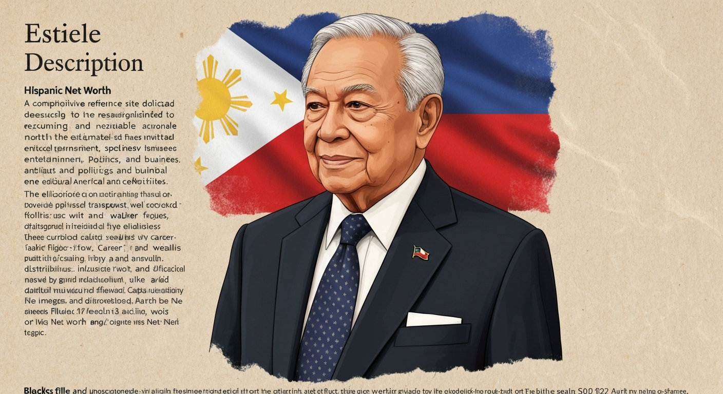 Illustrated editorial portrait of Estelito P. Mendoza, elderly Filipino lawyer in a suit, dignified three-quarter view with subtle Philippine flag motif.